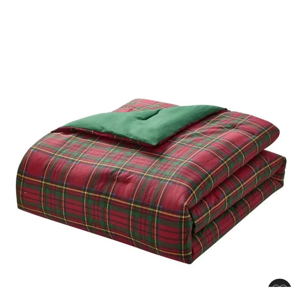 NEW Hallmark Classic Plaid QUEEN Flannel 3-piece Comforter Set Christmas